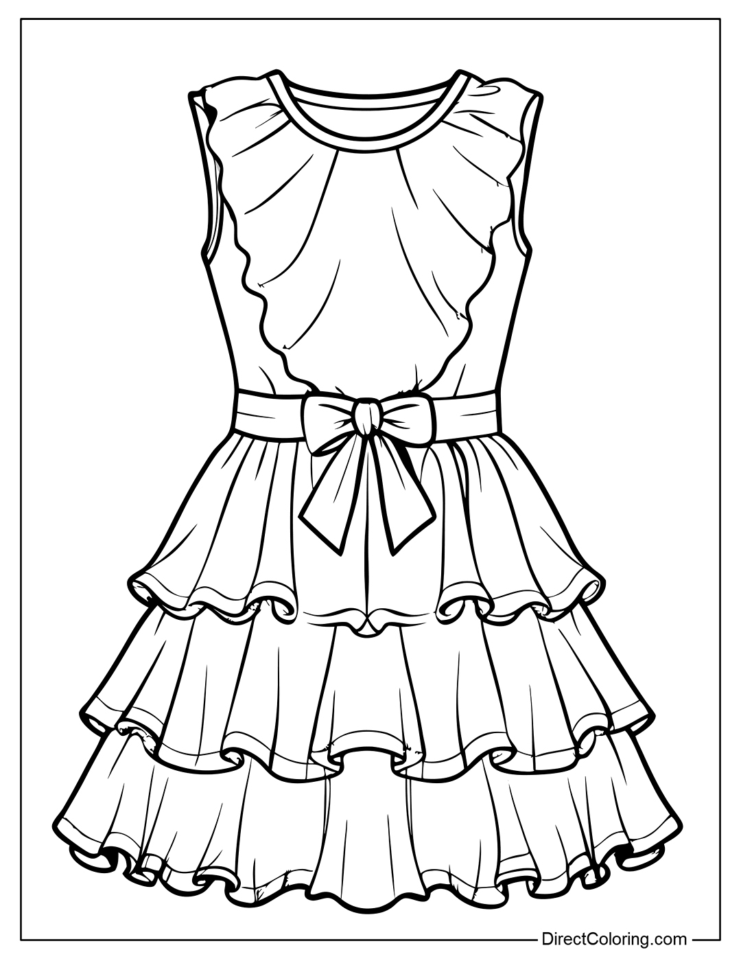 Ruffle Hem Dress Coloring Page Free
